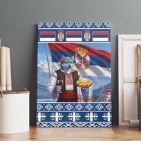 Serbia Christmas Wolf Canvas Wall Art Vuk Serbian Mascot - Wonder Print Shop