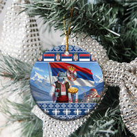 Serbia Christmas Wolf Ceramic Ornament Vuk Serbian Mascot - Wonder Print Shop