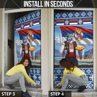 Serbia Christmas Wolf Door Cover Vuk Serbian Mascot - Wonder Print Shop