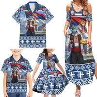 Serbia Christmas Wolf Family Matching Summer Maxi Dress and Hawaiian Shirt Vuk Serbian Mascot - Wonder Print Shop