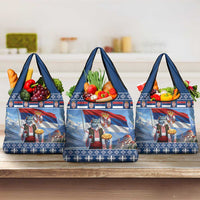 Serbia Christmas Wolf Grocery Bag Vuk Serbian Mascot - Wonder Print Shop