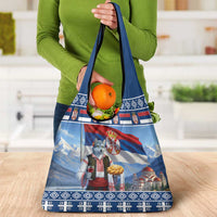 Serbia Christmas Wolf Grocery Bag Vuk Serbian Mascot - Wonder Print Shop