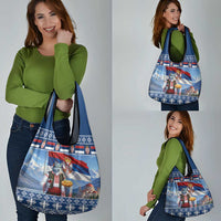 Serbia Christmas Wolf Grocery Bag Vuk Serbian Mascot - Wonder Print Shop