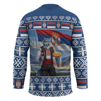 Serbia Christmas Wolf Hockey Jersey Vuk Serbian Mascot - Wonder Print Shop