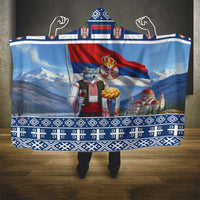 Serbia Christmas Wolf Hooded Blanket Vuk Serbian Mascot - Wonder Print Shop