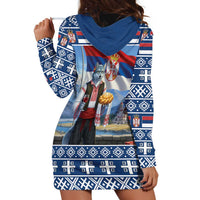 Serbia Christmas Wolf Hoodie Dress Vuk Serbian Mascot - Wonder Print Shop