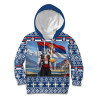 Serbia Christmas Wolf Kid Hoodie Vuk Serbian Mascot - Wonder Print Shop