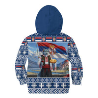 Serbia Christmas Wolf Kid Hoodie Vuk Serbian Mascot - Wonder Print Shop