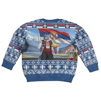 Serbia Christmas Wolf Kid Ugly Christmas Sweater Vuk Serbian Mascot - Wonder Print Shop