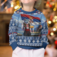 Serbia Christmas Wolf Kid Ugly Christmas Sweater Vuk Serbian Mascot - Wonder Print Shop