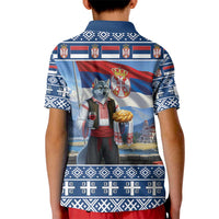 Serbia Christmas Wolf Kid Polo Shirt Vuk Serbian Mascot - Wonder Print Shop