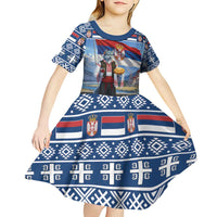 Serbia Christmas Wolf Kid Short Sleeve Dress Vuk Serbian Mascot - Wonder Print Shop