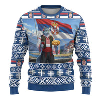 Serbia Christmas Wolf Ugly Christmas Sweater Vuk Serbian Mascot - Wonder Print Shop