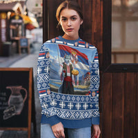 Serbia Christmas Wolf Ugly Christmas Sweater Vuk Serbian Mascot - Wonder Print Shop
