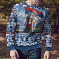 Serbia Christmas Wolf Ugly Christmas Sweater Vuk Serbian Mascot - Wonder Print Shop