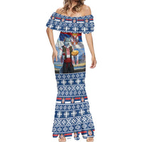 Serbia Christmas Wolf Mermaid Dress Vuk Serbian Mascot - Wonder Print Shop