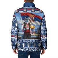 Serbia Christmas Wolf Padded Jacket Vuk Serbian Mascot - Wonder Print Shop