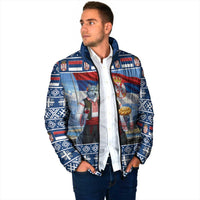 Serbia Christmas Wolf Padded Jacket Vuk Serbian Mascot - Wonder Print Shop