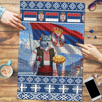 Serbia Christmas Wolf Puzzle Vuk Serbian Mascot - Wonder Print Shop