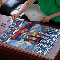 Serbia Christmas Wolf Puzzle Vuk Serbian Mascot - Wonder Print Shop