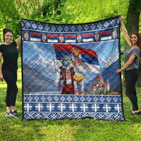 Serbia Christmas Wolf Quilt Vuk Serbian Mascot - Wonder Print Shop
