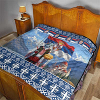 Serbia Christmas Wolf Quilt Vuk Serbian Mascot - Wonder Print Shop