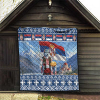 Serbia Christmas Wolf Quilt Vuk Serbian Mascot - Wonder Print Shop
