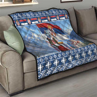 Serbia Christmas Wolf Quilt Vuk Serbian Mascot - Wonder Print Shop