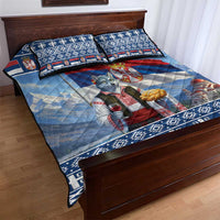 Serbia Christmas Wolf Quilt Bed Set Vuk Serbian Mascot - Wonder Print Shop