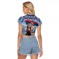 Serbia Christmas Wolf Raglan Cropped T Shirt Vuk Serbian Mascot - Wonder Print Shop