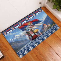 Serbia Christmas Wolf Rubber Doormat Vuk Serbian Mascot - Wonder Print Shop