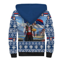 Serbia Christmas Wolf Sherpa Hoodie Vuk Serbian Mascot - Wonder Print Shop