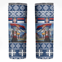 Serbia Christmas Wolf Skinny Tumbler Vuk Serbian Mascot - Wonder Print Shop