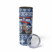Serbia Christmas Wolf Skinny Tumbler Vuk Serbian Mascot - Wonder Print Shop