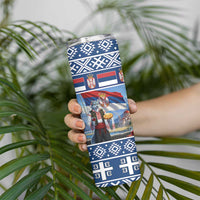 Serbia Christmas Wolf Skinny Tumbler Vuk Serbian Mascot - Wonder Print Shop