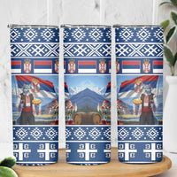Serbia Christmas Wolf Skinny Tumbler Vuk Serbian Mascot - Wonder Print Shop