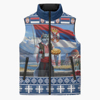 Serbia Christmas Wolf Sleeveless Puffer Jacket Vuk Serbian Mascot - Wonder Print Shop