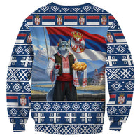 Serbia Christmas Wolf Sweatshirt Vuk Serbian Mascot - Wonder Print Shop