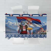 Serbia Christmas Wolf Tablecloth Vuk Serbian Mascot - Wonder Print Shop