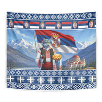 Serbia Christmas Wolf Tapestry Vuk Serbian Mascot - Wonder Print Shop