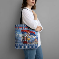 Serbia Christmas Wolf Tote Bag Vuk Serbian Mascot - Wonder Print Shop
