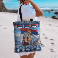 Serbia Christmas Wolf Tote Bag Vuk Serbian Mascot - Wonder Print Shop