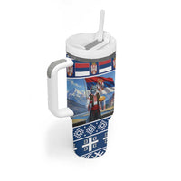 Serbia Christmas Wolf Tumbler With Handle Vuk Serbian Mascot - Wonder Print Shop