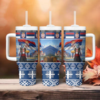 Serbia Christmas Wolf Tumbler With Handle Vuk Serbian Mascot - Wonder Print Shop