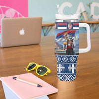 Serbia Christmas Wolf Tumbler With Handle Vuk Serbian Mascot - Wonder Print Shop
