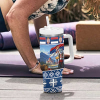 Serbia Christmas Wolf Tumbler With Handle Vuk Serbian Mascot - Wonder Print Shop