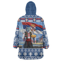 Serbia Christmas Wolf Wearable Blanket Hoodie Vuk Serbian Mascot - Wonder Print Shop