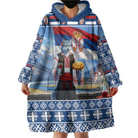 Serbia Christmas Wolf Wearable Blanket Hoodie Vuk Serbian Mascot - Wonder Print Shop