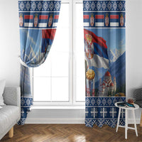 Serbia Christmas Wolf Window Curtain Vuk Serbian Mascot - Wonder Print Shop