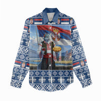 Serbia Christmas Wolf Women Casual Shirt Vuk Serbian Mascot - Wonder Print Shop